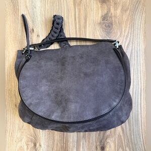 Gianni Chiarini Genuine Leather Braided Handle Hobo Shoulder Bag Gray